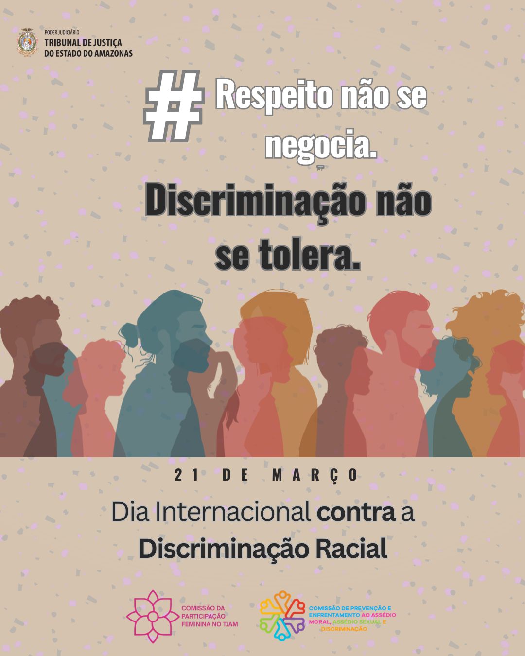 Arte alusiva ao Dia Internacional contra a Discriminação Racial