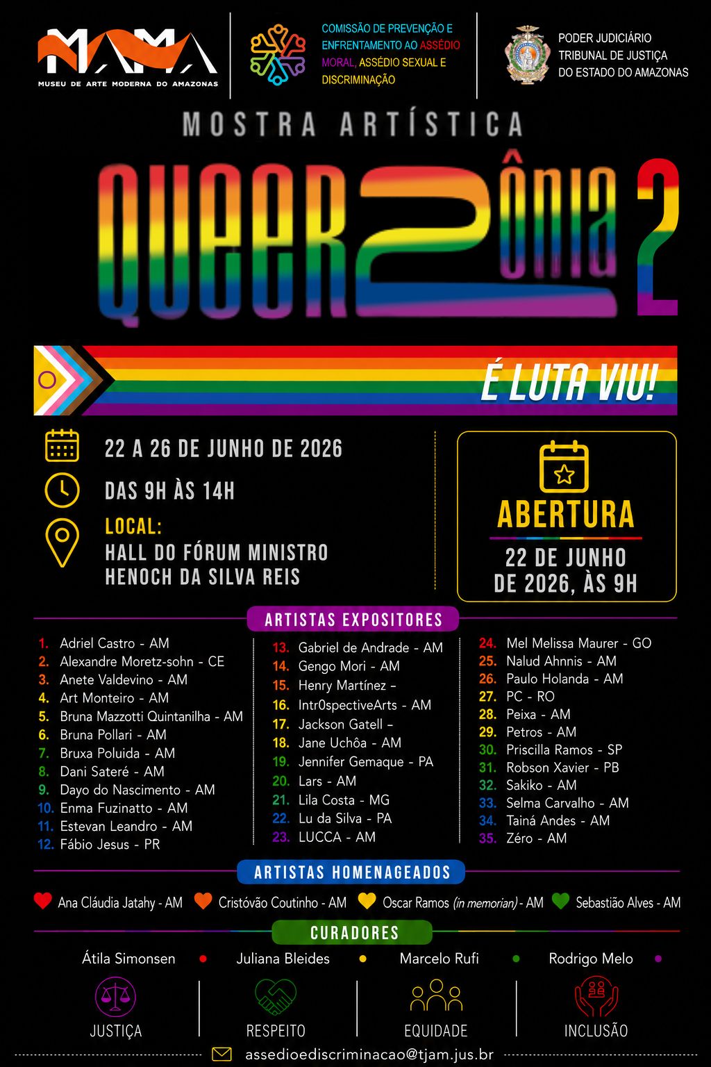 Banner dos artistas participantes da Mostra Artística Queerzônia 2