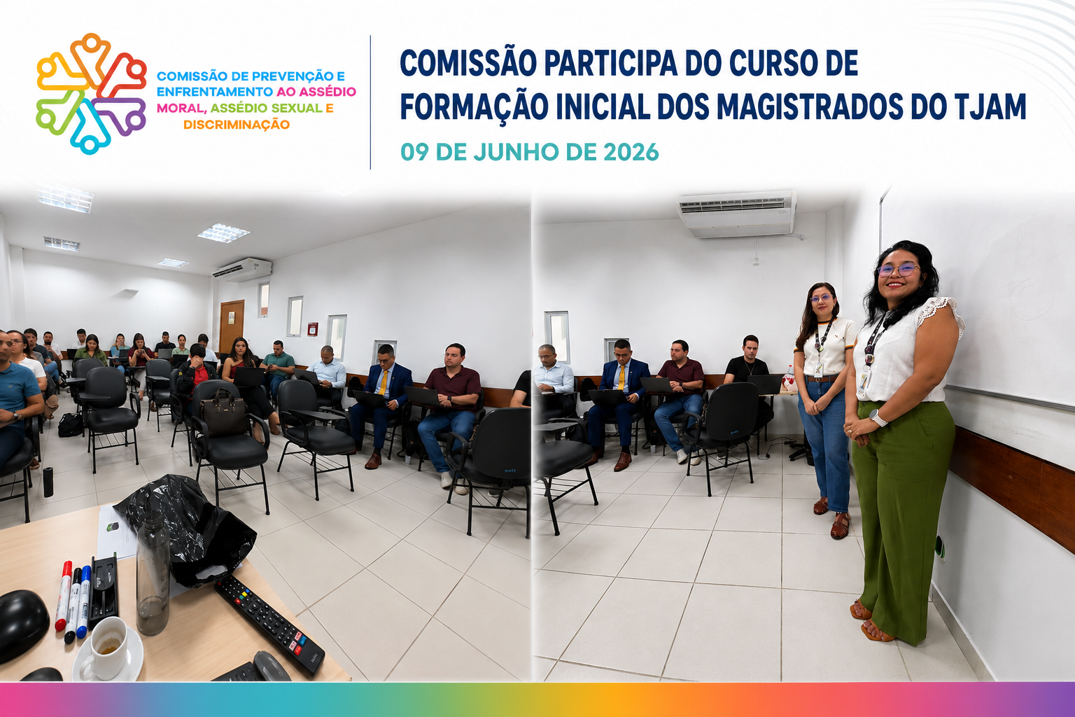 Arte sobre a participação da Comissão no Curso de Formação Inicial dos Magistrados do TJAM