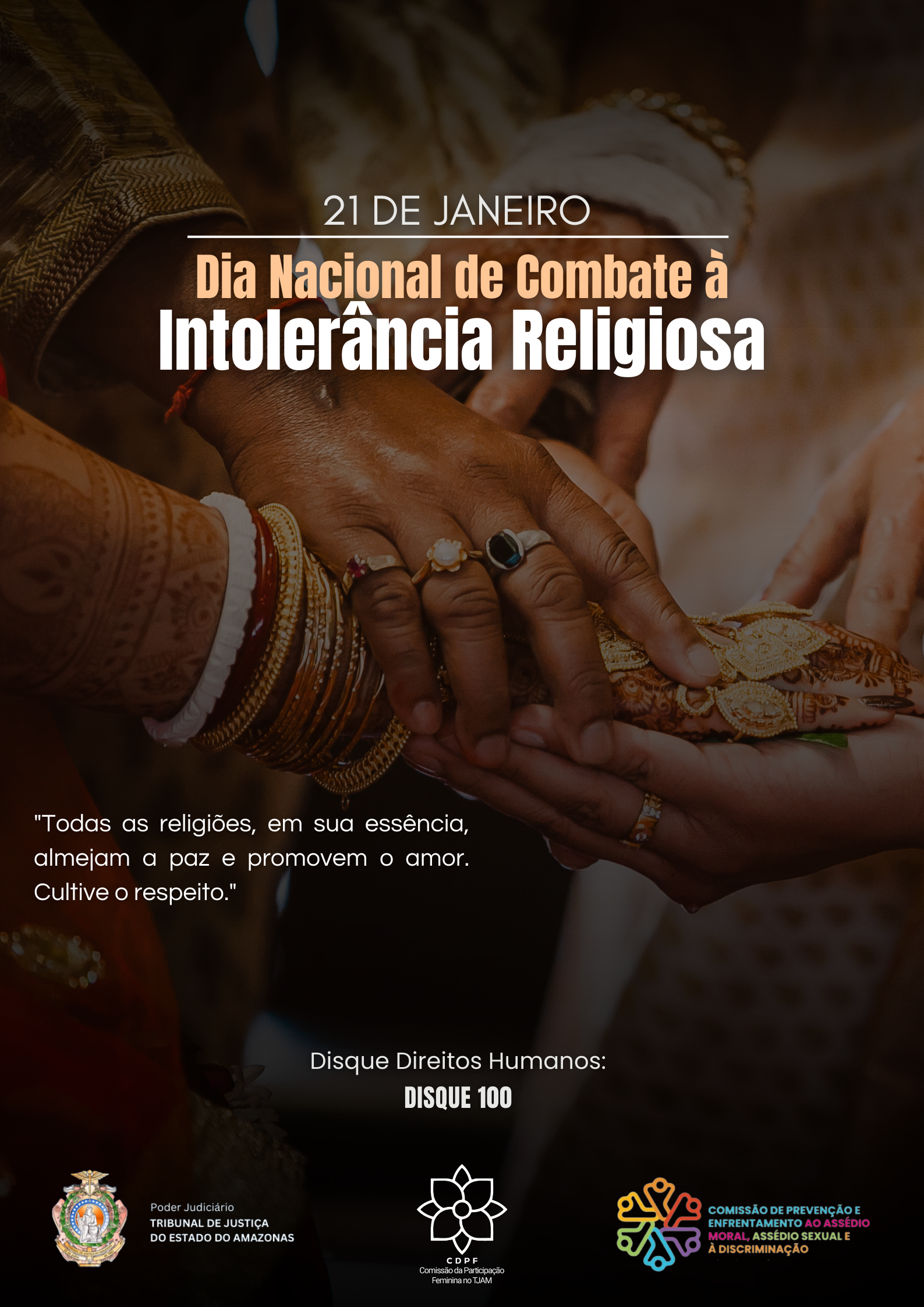 Arte alusiva ao Dia Nacional de Combate à Intolerância Religiosa