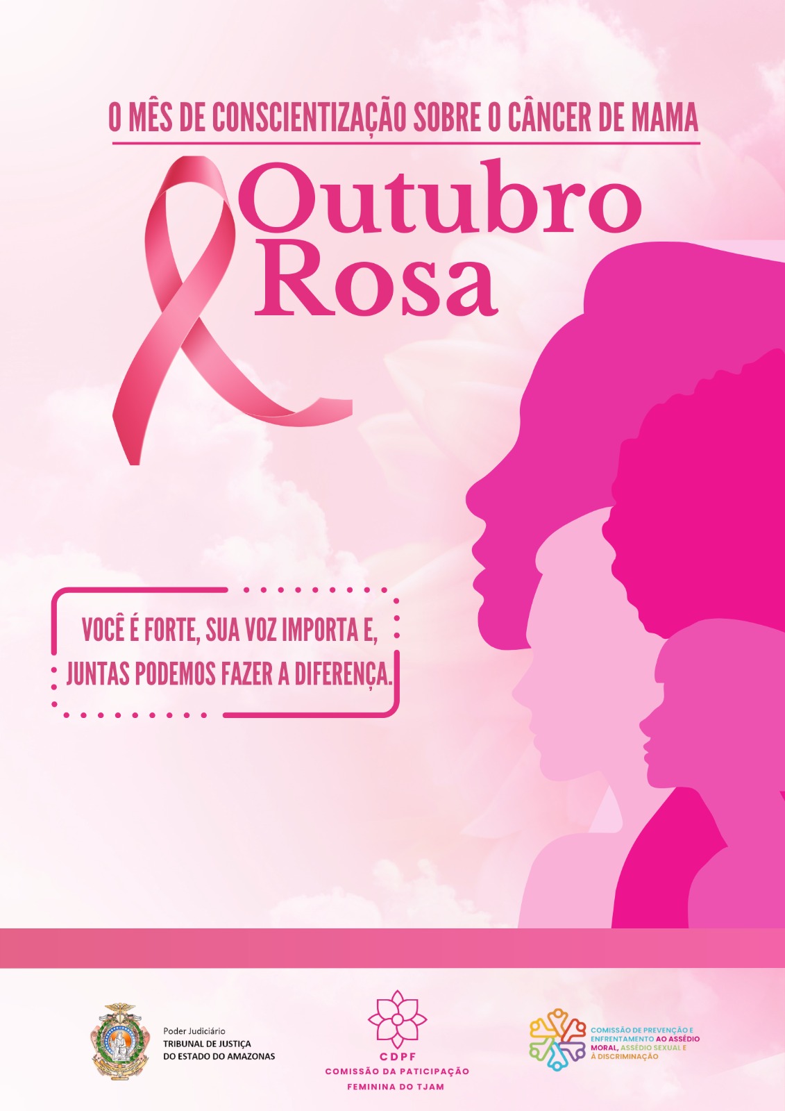 Arte do Outubro Rosa sobre conscientização e enfrentamento à violência sexual