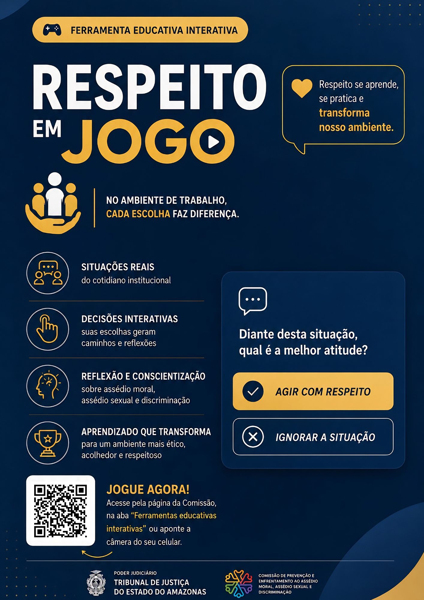 Arte de divulgação da ferramenta educativa interativa Respeito em Jogo