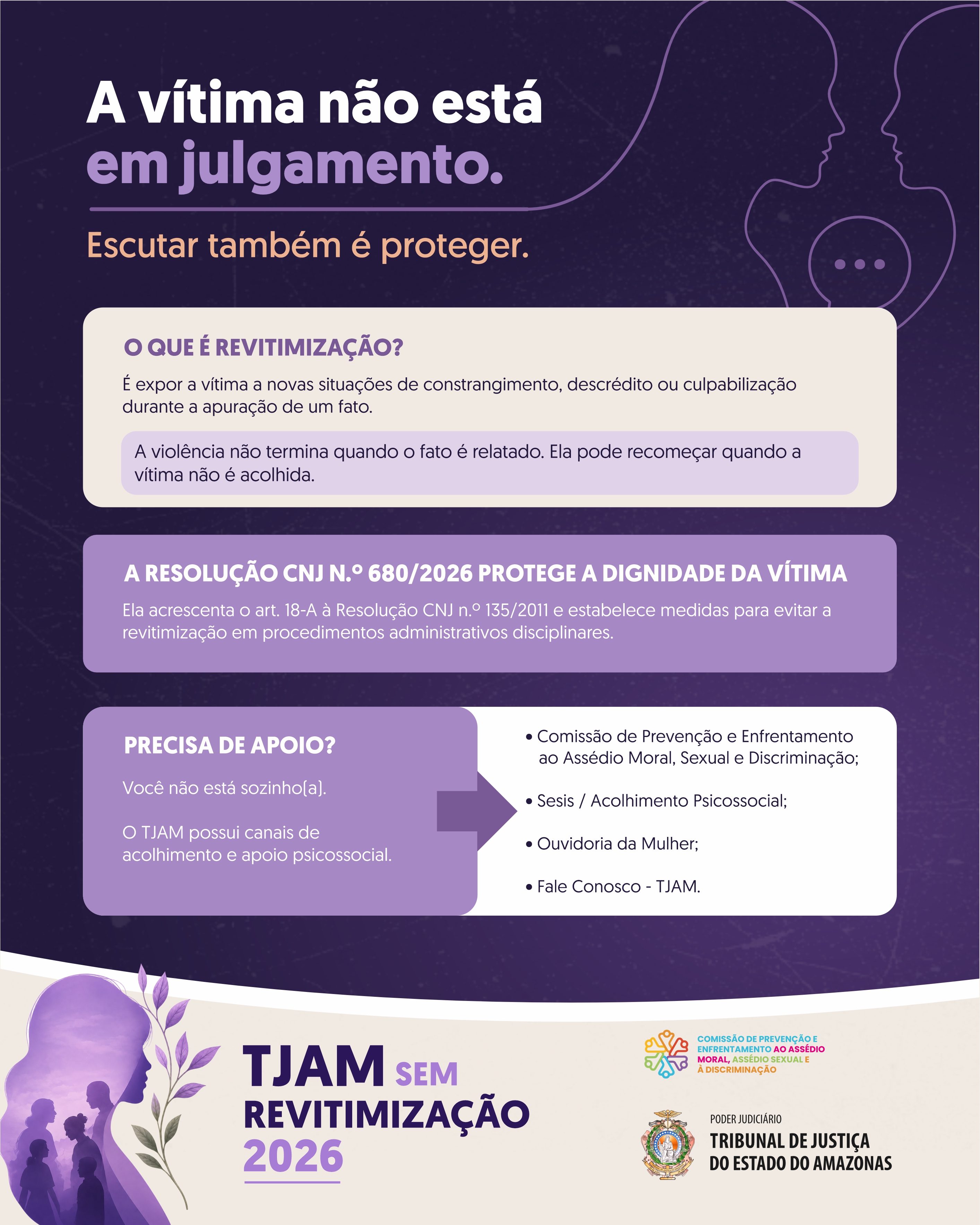Arte institucional do TJAM sobre prevenção da revitimização