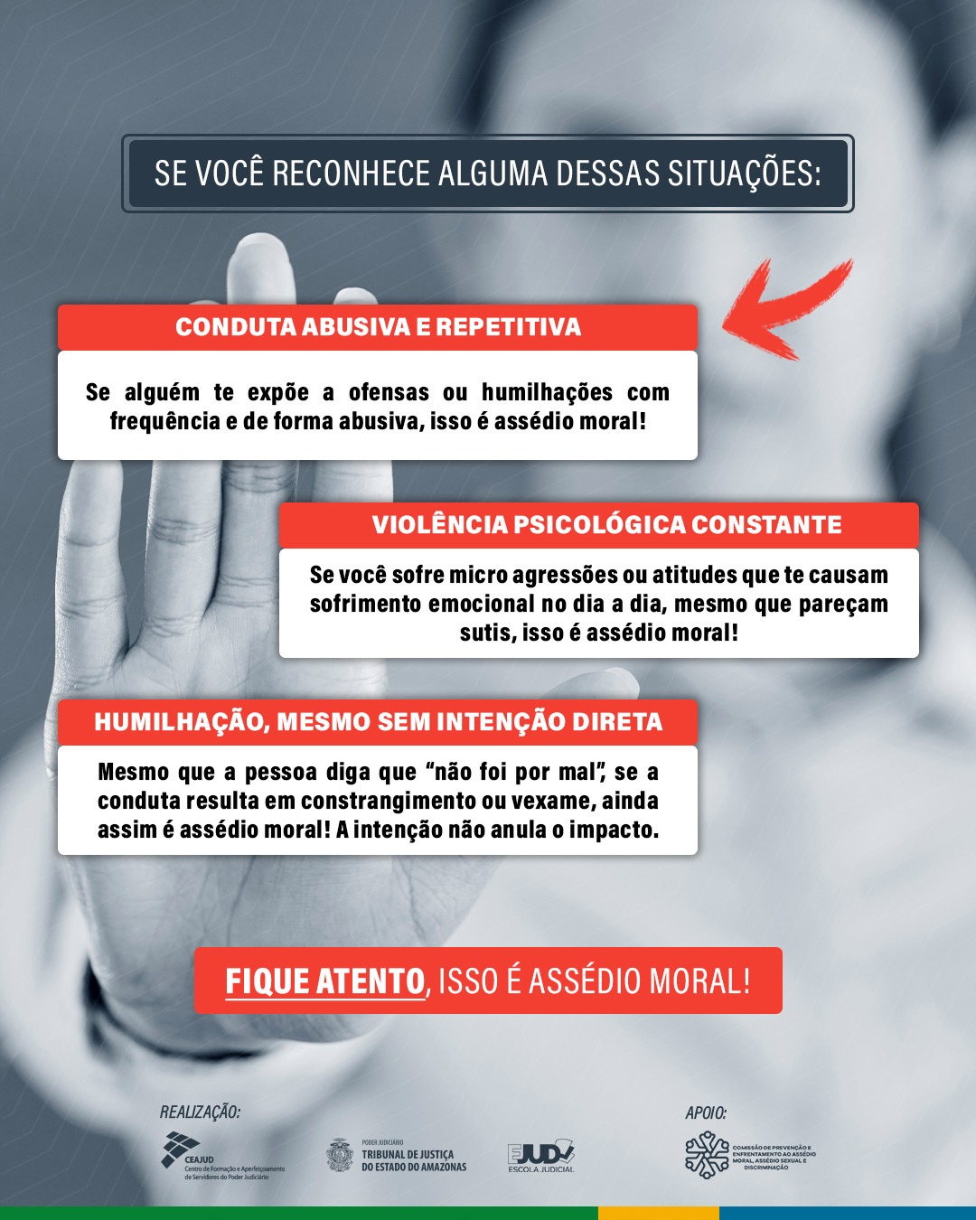 Arte informativa sobre a identificação e a prevenção do assédio moral no trabalho