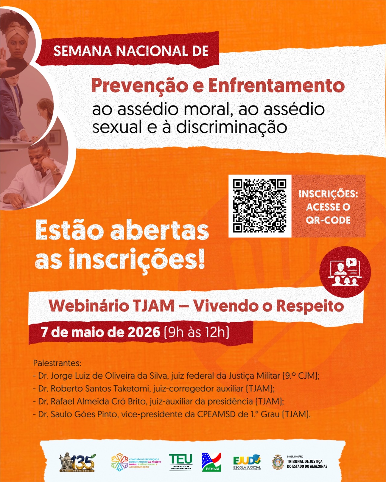Arte de divulgação do Webinário TJAM – Vivendo o Respeito