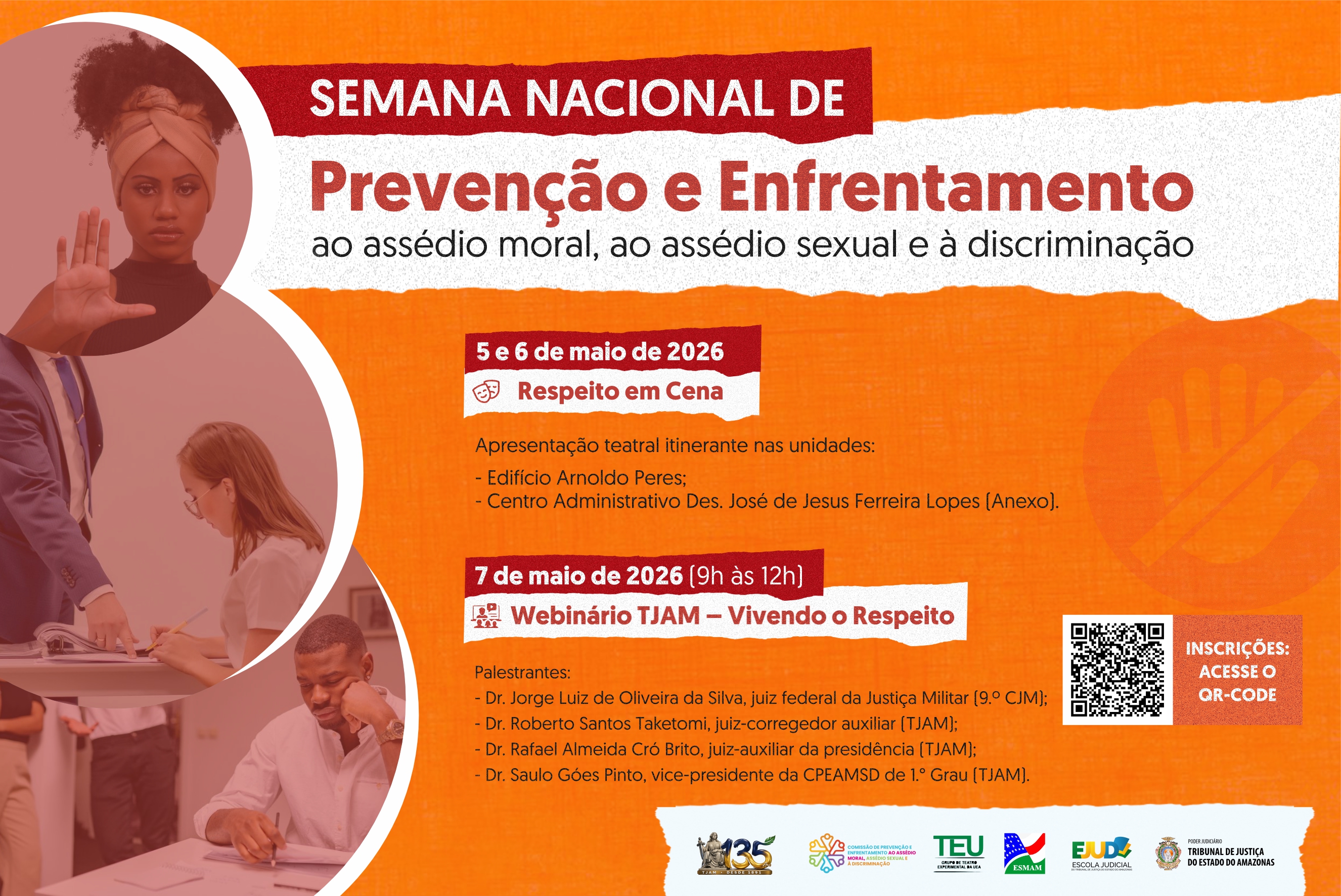 Arte de divulgação da Semana Nacional de Prevenção e Enfrentamento ao Assédio e à Discriminação no TJAM