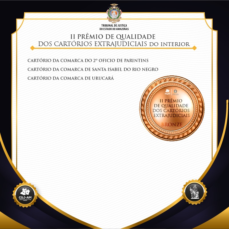 II Prêmio de Qualidade Cartórios 2022 capital e interior ouro prata e bronze 2