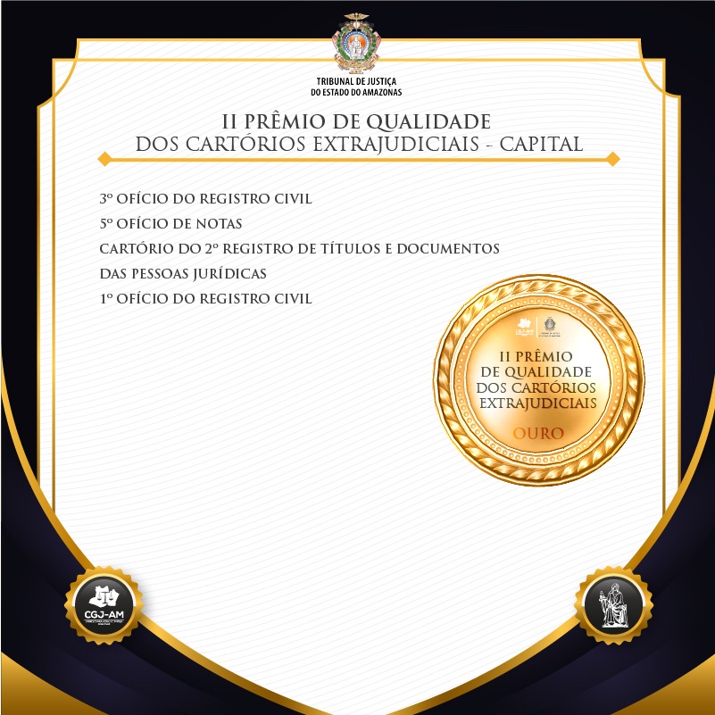 II Prêmio de Qualidade Cartórios 2022 capital e interior ouro prata e bronze 4