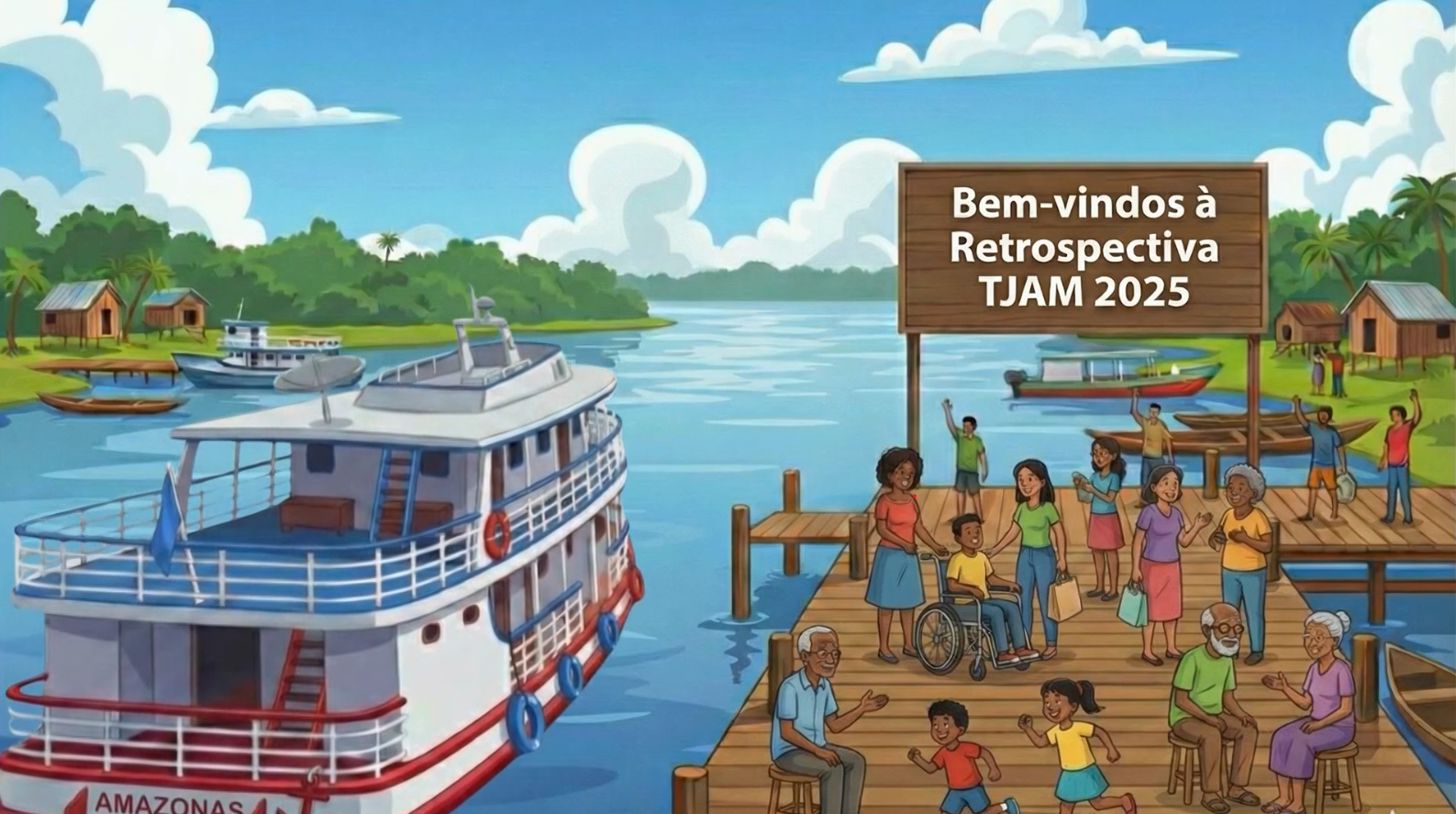 Retrospectiva 2025 - imagem de desenho que remete à paisagem do interior do estado