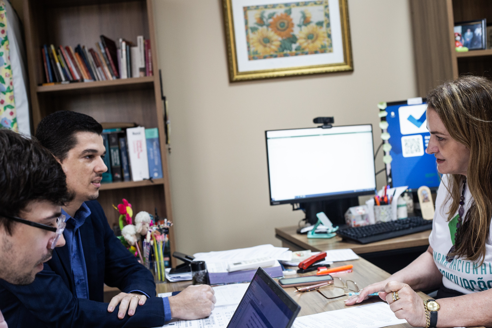 Foto mostra momento de audiência de conciliação