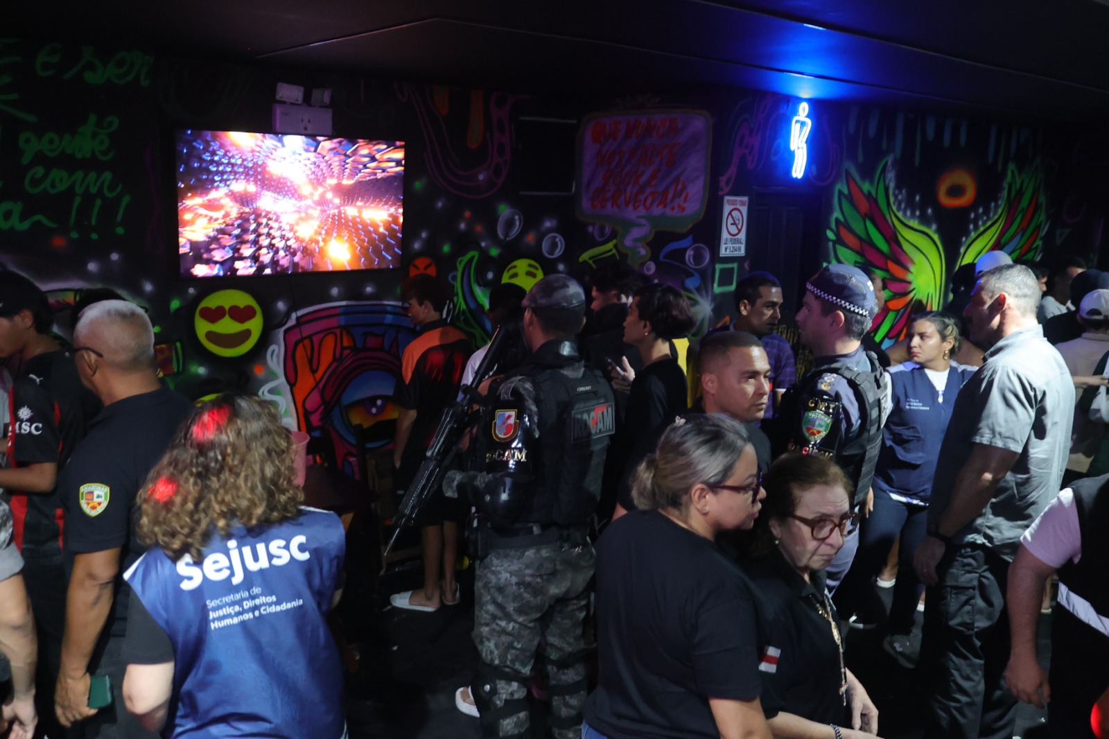 Foto mostra momento da Operacao Impacto realizada na madrugada do dia 7/2/2026