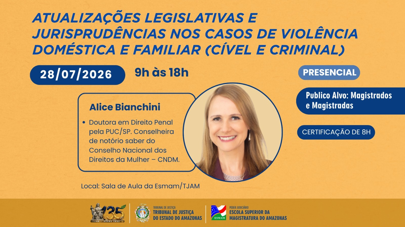 ESMAM promove curso “Atualizações Legislativas e Jurisprudenciais nos Casos de Violência Doméstica e Familiar (Cível e Criminal)