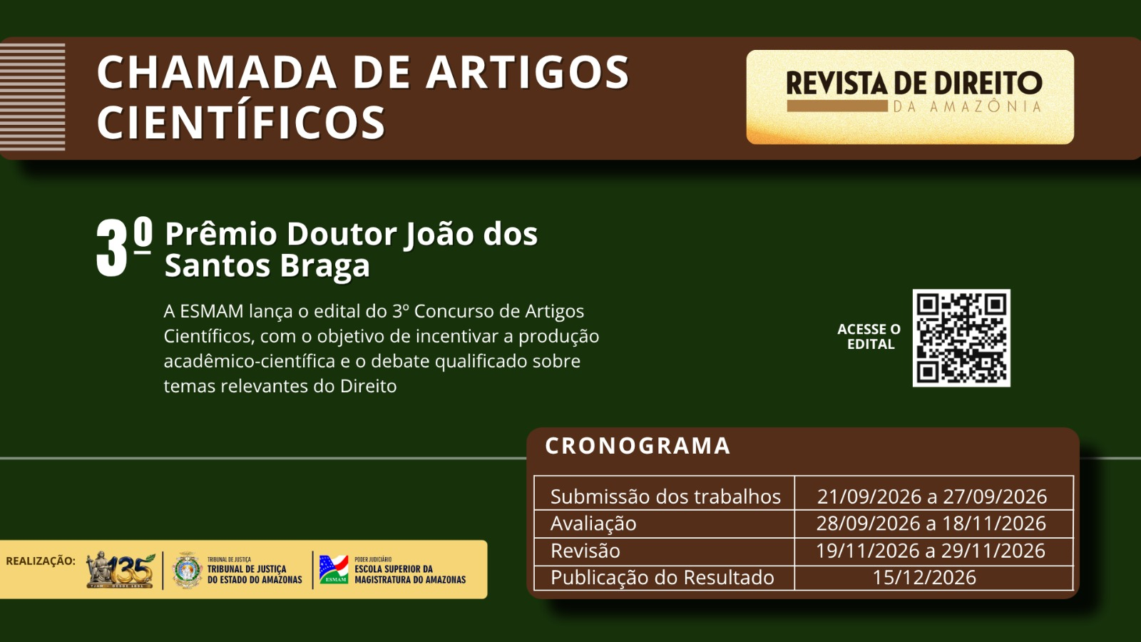 Esmam divulga as inscrições para o 3º Prêmio da Revista de Direito da Amazônia