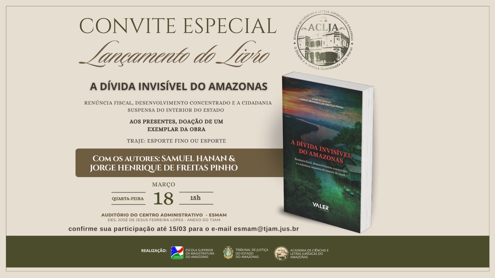 Editora Esmam promove lançamento do livro “A Dívida Invisível do Amazonas”