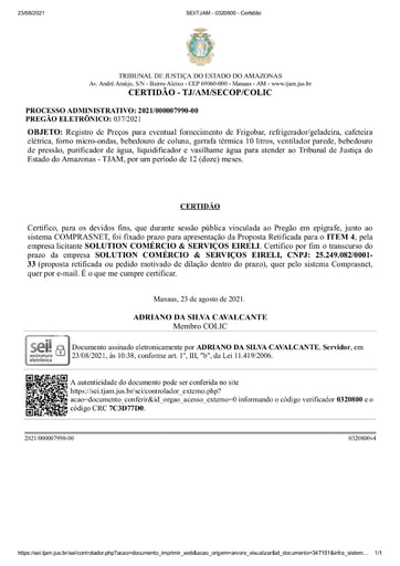 PREGÃO ELETRÔNICO Nº 037/2021 - CERTIDÃO DECURSO DE PRAZO - ITEM 4 - SOLUTION