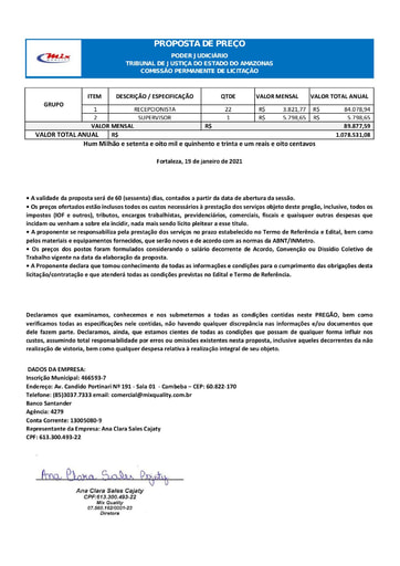 PREGÃO ELETRÔNICO Nº 028/2020 - PROPOSTA - MIX QUALITY