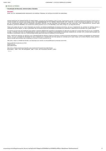 PREGÃO ELETRÔNICO Nº 034/2021 - RAZÕES RECURSAIS - GRIFON