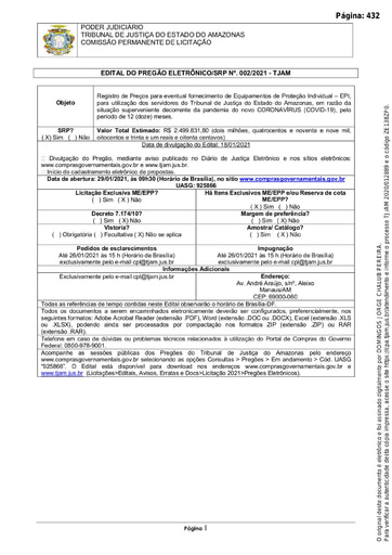 PREGÃO ELETRÔNICO Nº 002/2021 - EDITAL DE LICITAÇÃO