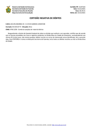 PREGÃO ELETRÔNICO Nº 60/2021 - HABILITAÇÃO - EXTRAÍDOS DO SICAF E SITES - C A R DE ALMEIDA