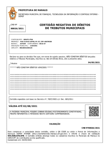 PREGÃO ELETRÔNICO Nº 59/2021 - HABILITAÇÃO - DOCUMENTOS EXTRAÍDOS DO SICAF E SITES - GRAPE