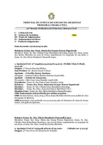PAUTA DA SESSÃO DE JULGAMENTO DO DIA 16.06.2025 - SAJ