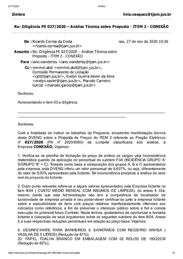 PREGÃO ELETRÔNICO Nº 027/2020 - DILIGÊNCIA CPL À DIVISÃO DE ENGENHARIA - PROPOSTA ITEM 2 - CONEXÃO
