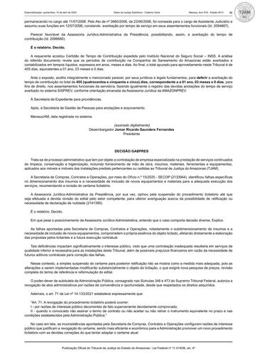 PREGÃO ELETRÔNICO Nº 003/2025 - DECISÃO GABPRES (DJE)
