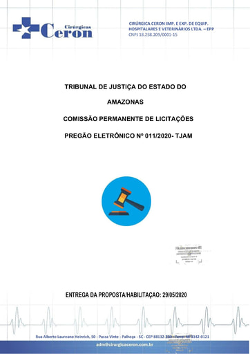PREGÃO ELETRÔNICO Nº 011/2020 - PROPOSTA - ITENS 21 e 22 - CIRURGICA CERON