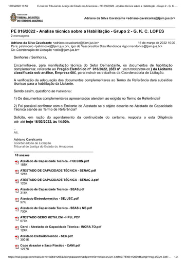 PREGÃO ELETRÔNICO Nº 016/2022 - DILIGÊNCIA COLIC AO PATRIMÔNIO - HABILITAÇÃO G2 - GKC