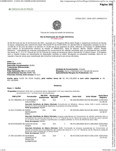 PREGÃO ELETRÔNICO Nº 005/2021 - ATA DA SESSÃO