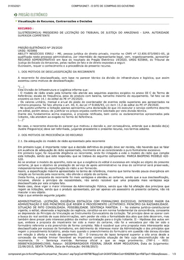 PREGÃO ELETRÔNICO Nº 029/2020 – RAZÕES RECURSAIS - ABILITY