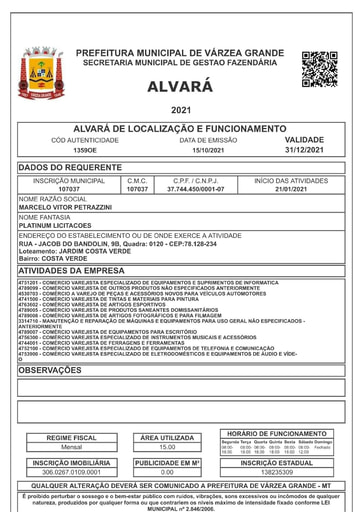 PREGÃO ELETRÔNICO Nº 51/2021 - HABILITAÇÃO DOC. COMPLEMENTAR - MARCELO VITOR - ITEM 3