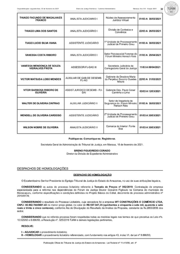 TOMADA DE PREÇO Nº 002/2019 - DESPACHO DE HOMOLOGAÇÃO (DJE)