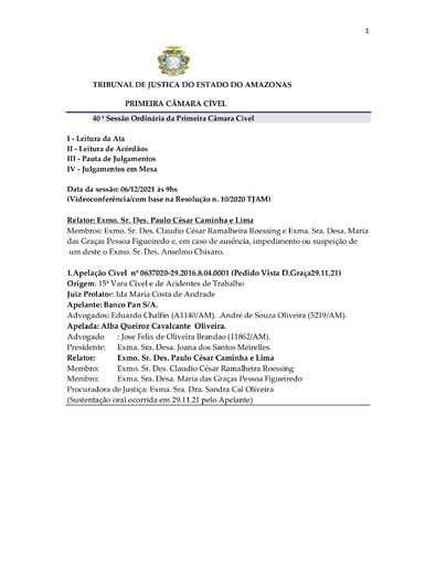 PAUTA DE JULGAMENTO de 06. 12 .2021(com adiados)
