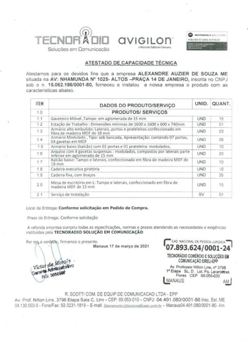 PREGÃO ELETRÔNICO Nº 022/2021 - HABILITAÇÃO - DOCUMENTOS COMPLEMENTARES - ITEM 3 - ALEXANDRE AUZIER