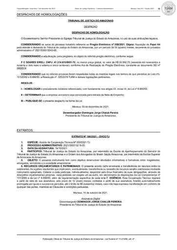 PREGÃO ELETRÔNICO Nº 58/2021 - DESPACHO DE HOMOLOGAÇÃO (DJE)