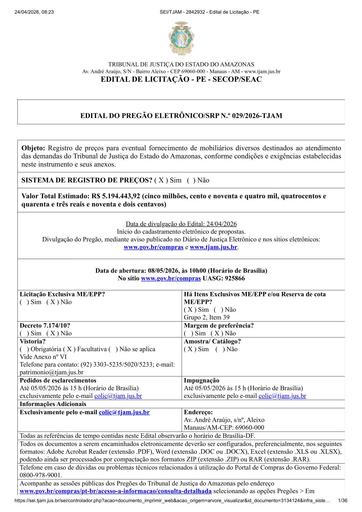 PREGÃO ELETRÔNICO Nº 029/2026 - EDITAL DE LICITAÇÃO