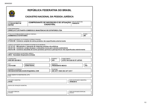 PREGÃO ELETRÔNICO Nº 010/2020 - HABILITAÇÃO - DOC. COMPLEMENTAR - ZANELLA E LAUTHARTH