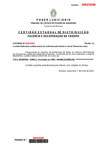 PREGÃO ELETRÔNICO Nº 025/2021 - DOCS. RETIRADOS SICAF E SITES - T. H. S. BEZERRA