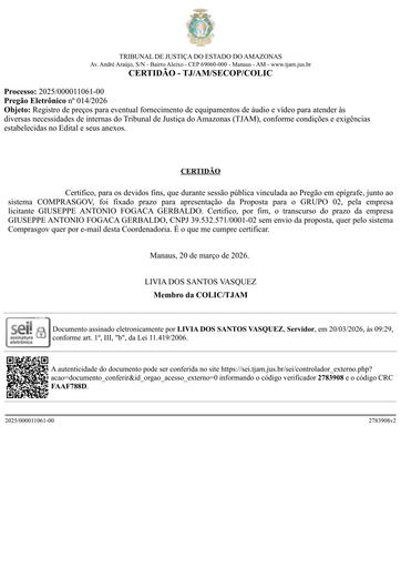 PREGÃO ELETRÔNICO Nº 014/2026 - CERTIDÃO DECURSO DE PRAZO - GIUSEPPE - G2