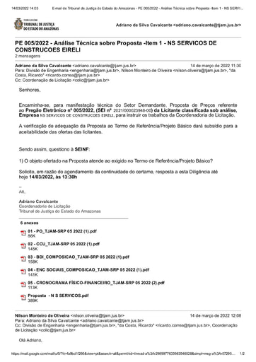 PREGÃO ELETRÔNICO Nº 005/2022 - DILIGÊNCIA COLIC À SEINF - PROPOSTA - ITEM 1 - NS
