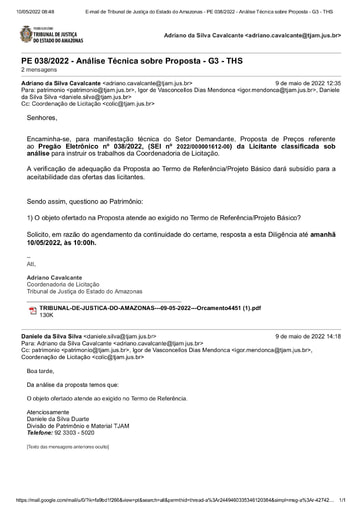 PREGÃO ELETRÔNICO Nº 038/2022 - DILIGÊNCIA COLIC AO PATRIMÔNIO - PROPOSTA G3 - THS