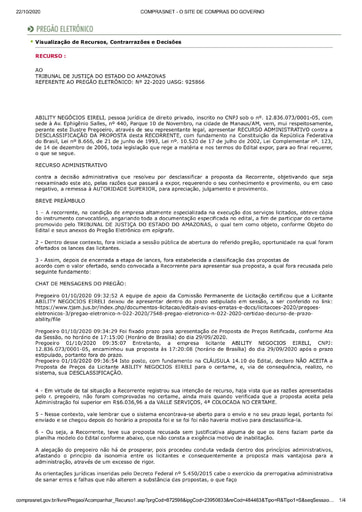 PREGÃO ELETRÔNICO Nº 022/2020 - RAZÕES RECURSAIS - ABILITY