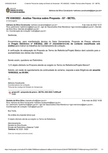PREGÃO ELETRÔNICO Nº 038/2022 - DILIGÊNCIA COLIC AO PATRIMÔNIO - PROPOSTA G7 - BETEL