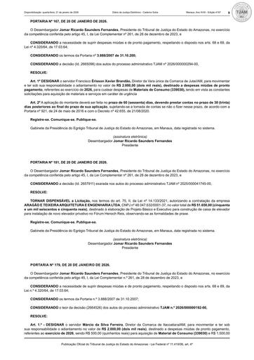 PORTARIA Nº 181.2026 (PUBLICAÇÃO) - DISPENSA DE LICITAÇÃO - CT Nº 011.2026 - FUNJEAM X ARAGÃO E TEIXEIRA ARQUITETURA E ENGENHARIA LTDA.pdf.pdf