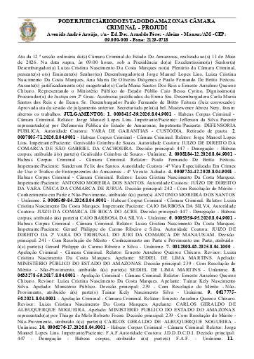 Ata da Câmara Criminal - Sessão Presencial - 11/MAIO/2026