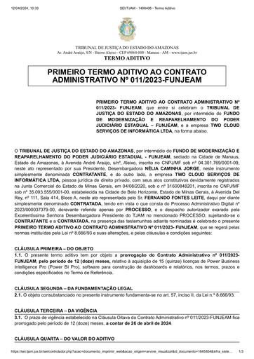 1º TERMO ADITIVO - CT Nº 011.2023 - FUNJEAM x TWO CLOUD SERVIÇOS DE INFORMÁTICA LTDA.pdf