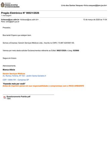PREGÃO ELETRÔNICO Nº 021/2026 - PEDIDO DE ESCLARECIMENTO - SERSIM SERVIÇOS