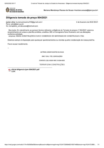 TOMADA DE PREÇOS Nº 004/2021 - DILIGÊNCIA - PROPOSTA RETIFICADA - MADA CONSTRUÇÕES