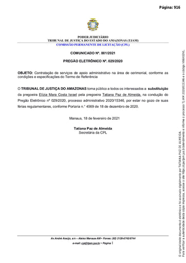 PREGÃO ELETRÔNICO Nº 029/2020 - COMUNICADO